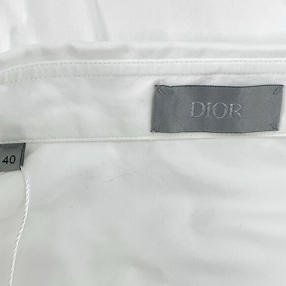 Dior White Cotton & Polyester Embroidered Button-Down Shirt Size 40 - Picture 7 of 7